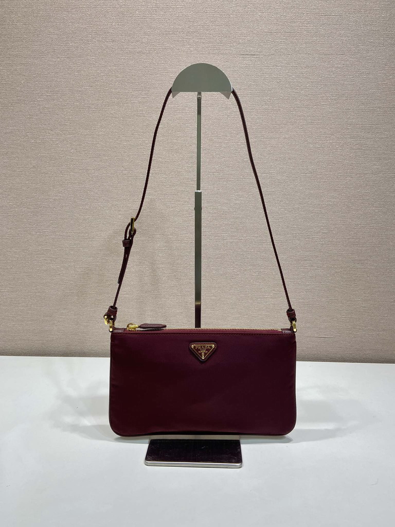 Prada Nylon Pouch Shoulder Bag – Deep Burgundy